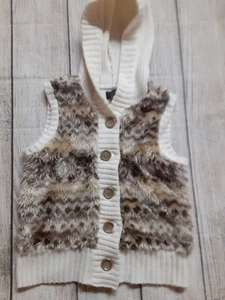It's Our Time Sweater Vest With Faux Furr Ivory Girls Large - Picture 1 of 3