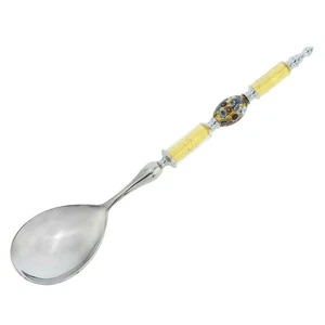 GlassOfVenice Italian Murano Glass Salad Spoon - Gold Millefiori Olive - Picture 1 of 5
