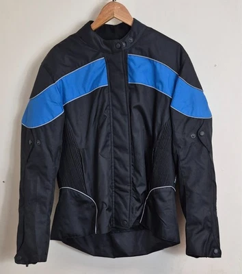 Ladies Spada Motorcycle Jacket Waterproof Electra UK16 Black Blue X-Large Womens - Image 1 of 4