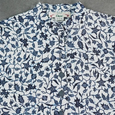 VTG Orvis Dress Womens 4P Blue White Floral USA Belted Cottagecore Boho Prairie - Image 1 of 4