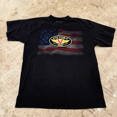 Camisa Grande Negra Vintage Victory Motorcycles Hecha en EE. UU. Alas Foto 1 de 4