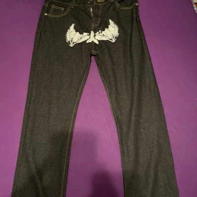 Pantalones de mezclilla Hot Topic para hombre grandes negros pesados bolsillo de carga retro Y2K elásticos  Foto 1 de 4