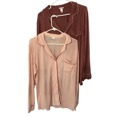 Juego de 2 tops de pijama Eberjey Gisele talla M chocolate y rosa modal algodón TENCEL Foto 1 de 4