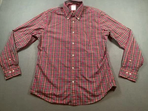 Brooks Brothers Plaid Shirt Long Sleeve Mens Medium Red Green Black Tartan Box J - Picture 1 of 12