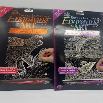 Kit de arte de grabado de lámina holográfica de cobre Royal & Langnickel halcones delfines 8x10 Foto 1 de 4