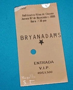 Bryan Adams Ticket Stub From Altos De Chavón Amphitheatre Thursday November 2... - Picture 1 of 2