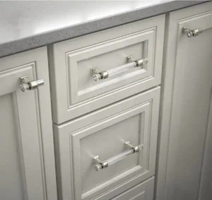 12 Liberty Acrylic Bar 3-3/4 Modern Polished Nickel & Clear Cabinet Drawer Pull - Picture 1 of 10