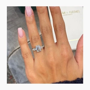 Diamond Emerald Cut Ring VS1 F 2.5 Carat IGI Certified Labcreated 14K White Gold - Picture 1 of 14