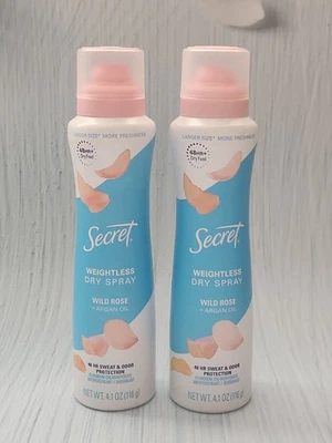 (Lot of 2) Secret Weightless Dry Spray Deodorant, Wild Rose Scent, 4.1 fl oz - Image 1 of 2