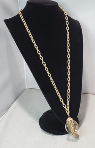 Banana Republic Gold-Tone Link Necklace with faceted Crystal Pendant NWT - Picture 1 of 8