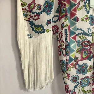 Dept 222 Kimono M Cardigan Floreale Copricostume Nero Bohemien Flowy Coastal SP - Foto 1 di 12