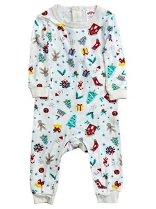 Infant Boys & Girls White Christmas Themed Holiday Jumpsuit Pajamas - Picture 1 of 1