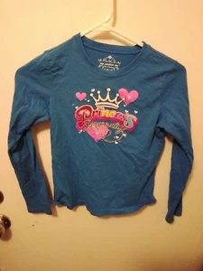 childrens place girls size 10-12 Long Sleeve Blue Shirt princess - Picture 1 of 3
