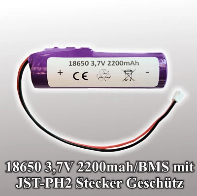 1S1P Akku-Pack 3.7V 2200mAh Li-Ion mit JST-PH 2 Stecker BMS Board Ersatzakku - Bild 1 von 2