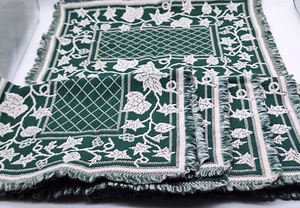 6 Woven Ivy Placemats Green White Reversible 19 x 14 inches - Picture 1 of 4