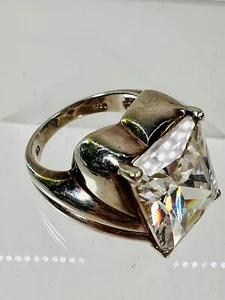 Massiver Vintage Sterlingsilber & großer Kristallring Größe 8,5 -12,38g - Bild 1 von 13