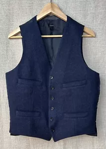 Gilet uomo J Crew piccolo tessuto inglese lana luna tweed fibbia blu - Foto 1 di 11