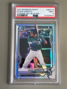 Edwin Arroyo PSA 9 2021 1st Bowman Draft Sky Blue Refractor Reds Mariners - Bild 1 von 2