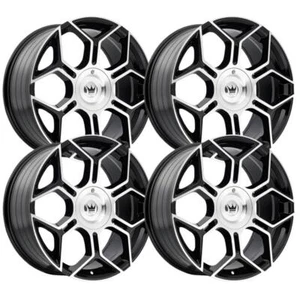 (Set-4) Mazzi LIbra 20x8.5 5x110/5x115 35mm Black Machined Wheels Rims 20 Inch - Picture 1 of 4