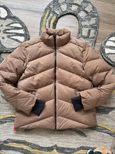 THEORY WOMEN'S STAND COLLAR PUFFER DOWN JACKET CITY POLY Golden Beige Sz M NWT - Picture 1 of 23