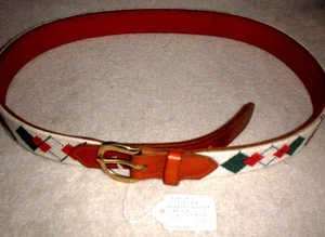 Ladies Leather & Needlepoint Horses Handmade Belt Size Small 29" to 33" MZC - Picture 1 of 4