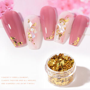 Nail Art Foil Leaf Gold Silver Flakes Chunky Glitter Body Manicure Makeup DIY