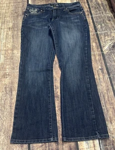 Pantalones de mezclilla para mujer Massini tiro medio corte bootcut elástico azul talla 8 bling 32 x 30 - Imagen 1 de 13