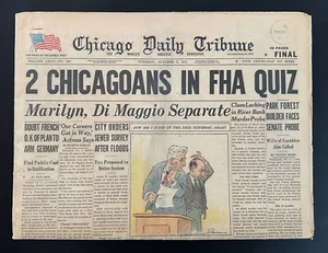 Marilyn, Di Maggio Separate - Chicago Daily Tribune - October 5, 1954 - Picture 1 of 7