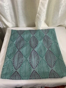 Rodeo Home Green/Purple Embroidered Leaves on Green Throw Pillow Cover 20X20 - Picture 1 of 5