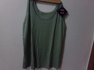 Women's Ava & Viv Plus Size Tank Top GREEN 1X - Picture 1 of 3
