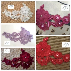 Beautiful lace / pearl applique for hair / costume size 6.6 inches x 4 inches - Picture 1 of 11