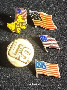 5 Patriotic Hat Tie Tack Pinback pins. Military U.S. Our ED73 - Picture 1 of 2