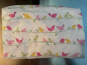 Pottery Barn Kids Penelope Bird Print Crib Fitted Sheet Nursery Pink Yellow Baby - Picture 1 of 4