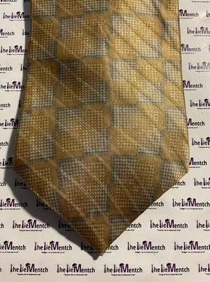 Corbata de cuello ajustable CLAIBORNE seda oro diseño a cuadros 4” (nueva con etiquetas) Foto 1 de 3