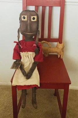 HECHO por encargo, muñeca primitiva, arte popular, muñeca negra, muñeca de tela, hecha a medida Foto 1 de 4