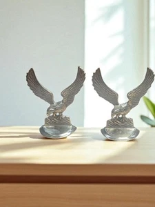 Vintage Solid Brass American Eagle Flying Book Ends - Picture 1 of 9