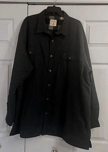 Camicia-giacca testa rossa uomo (3XL-58" petto) nero cotone foderato bottoni lunga 33" - Foto 1 di 4