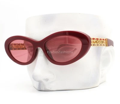 Chanel Sunglasses ch5538QA 1792/7N Dark Red Gold Metal CC Logo Chain w/case - Image 1 of 4
