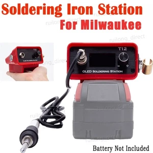 Cordless Portable Soldering Iron Station T12 Tip For Milwaukee 18V Battery DIY - Picture 1 of 14