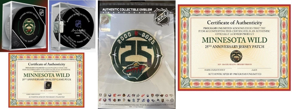 2025 2026 Minnesota Wild NHL JERSEY PARCHE Y DISCO 25 ANIVERSARIO ¡ENVÍO AHORA!! Foto 1 de 4