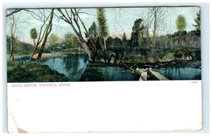 Vintage Bond Brook Augusta Maine Lithographie Postkarte Panoramablick - beschädigt - Bild 1 von 2