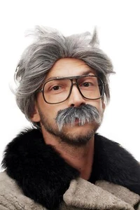 Fasching Karneval Halloween Opa Kauz Professor Großvater Perücke Bart grau 4129 - Bild 1 von 4