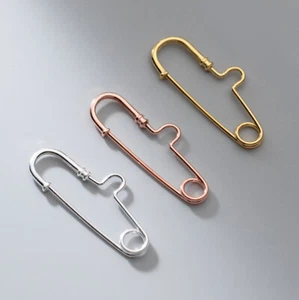 Safety pin for chain/ clasp. 925 sterling silver. 28 mm. Rose gold / Gold plated - Picture 1 of 4