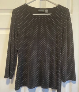 GOODCLOTHES top shirt L 12 Bust 42 Length 24 Black White Dashes - Picture 1 of 2