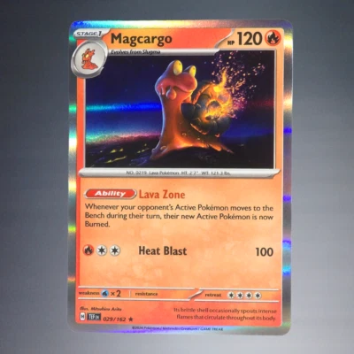 2024 POKEMON TGC MAGCARGO #029/162 S+V TEMPORAL FORCES RARE HOLO TRADING CARD TC - Image 1 of 2