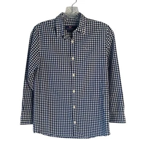 VINEYARD VINES Blue + White Checked On-The-Go brrr Boy's Gingham Shirt M (12-14) - Picture 1 of 7