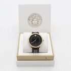 Versace VEBQ01619 V-Circle Quartz Black Dial Stainless Steel/Leather Wristwatch