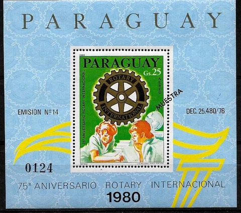 #4826 PARAGUAY1980 MUESTRA SPECIMEN ROTARY INTERNATIONAL S/SHEET Mi BL 353 MNH Cover