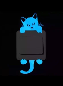 Blau leuchten im Dunkeln Katzenwand/Steckdose Aufkleber - Bild 1 von 4