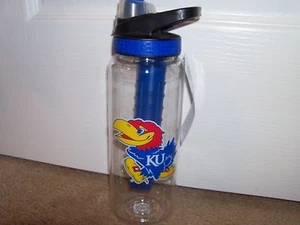 Kansas Jayhawks 32 oz Cool Gear Tritan Bottle with Lid & Freeze Gel Stick - Picture 1 of 3